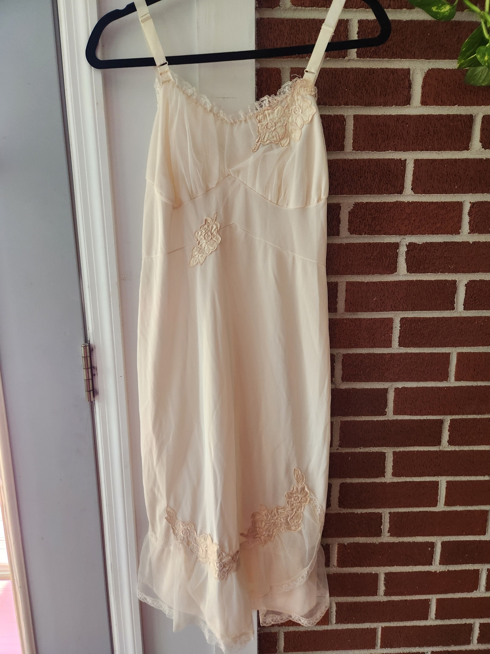 Ivory Slip Dress with Lace Appliqué